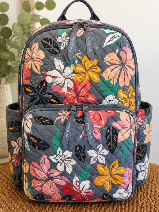 Vera Bradley Handbags - Vera Bradley Essentials Large Backpack "Coastal Paradise" Quilted Travel Laptop